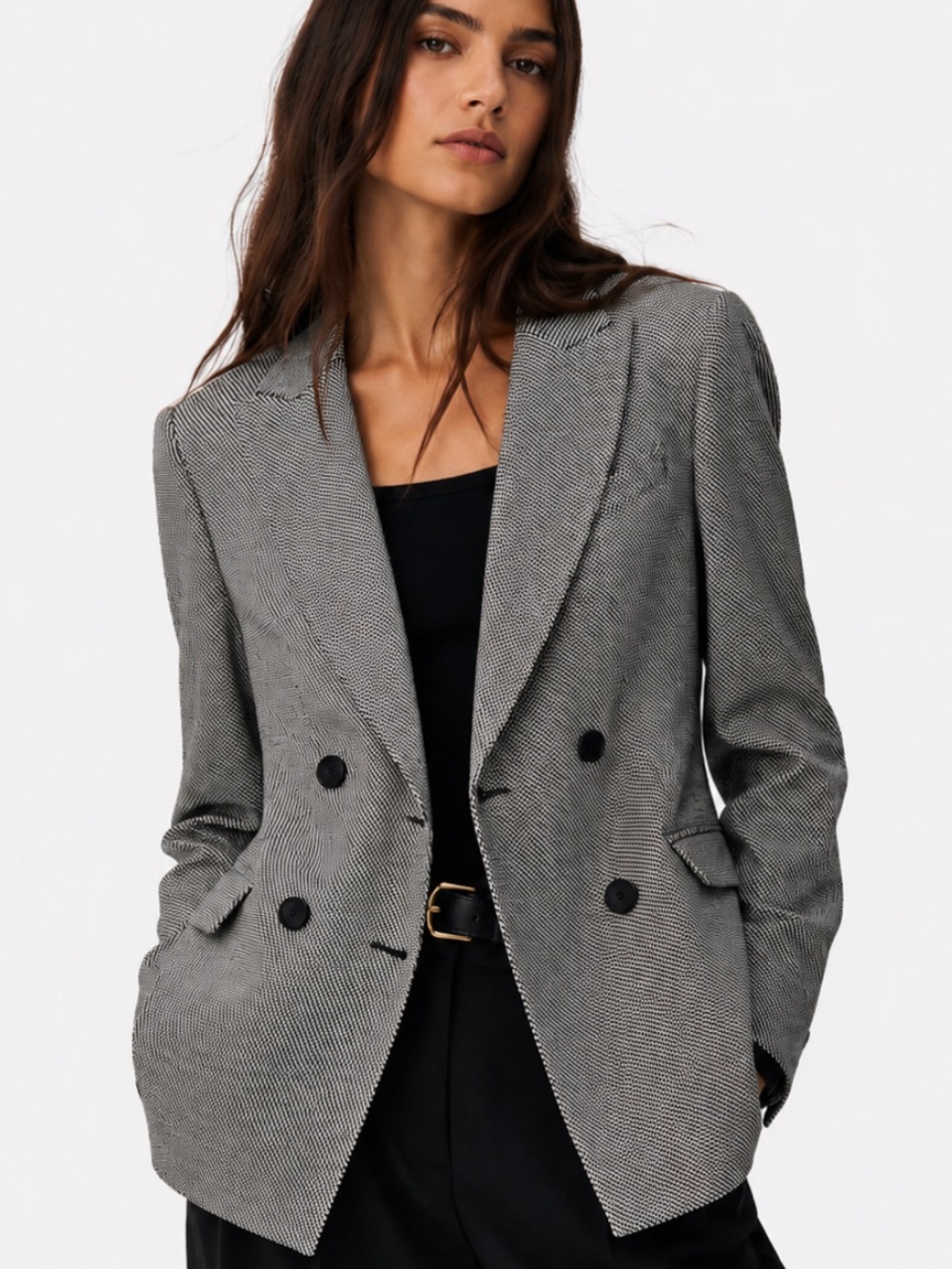 NWT Karen Millen Tailored Double Breasted Blazer in Black and Creamy White